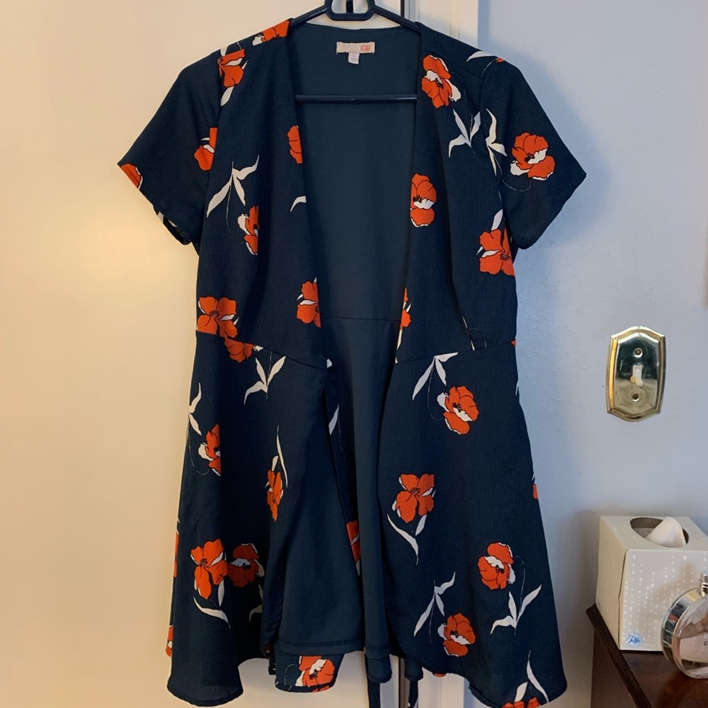 blue wrap dress